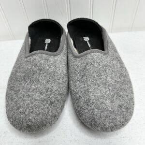 Mahabis Classic Wool Slippers Womens 5-6 EU36 Light Grey Slip On Cozy Shoe